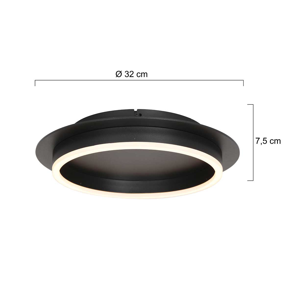 Plafondlamp Ringlux 3655ZW zwarte plafondlamp met warm LED licht