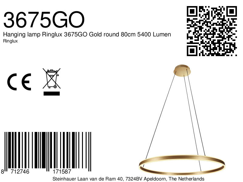 Hangl. 1-l. Round LED 80cm
