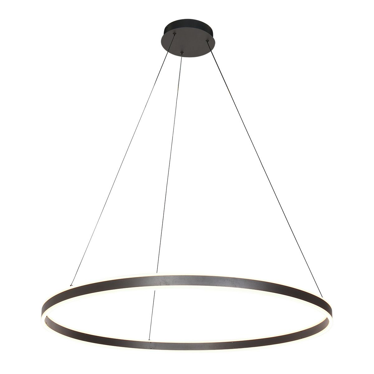 Hanglamp Ringlux 3676ZW Zwart rond 100cm 7200 Lumen
