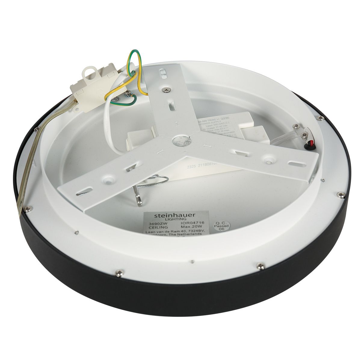 Plafondlamp Ringlede 3690ZW Zwart rond 28 cm dimbaar