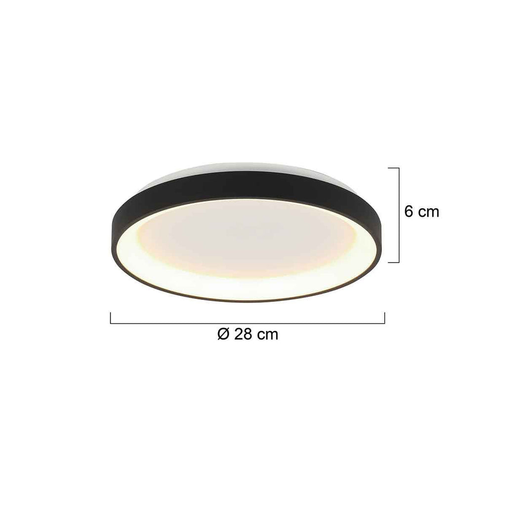 Plafondlamp Ringlede 3690ZW Zwart rond 28 cm dimbaar