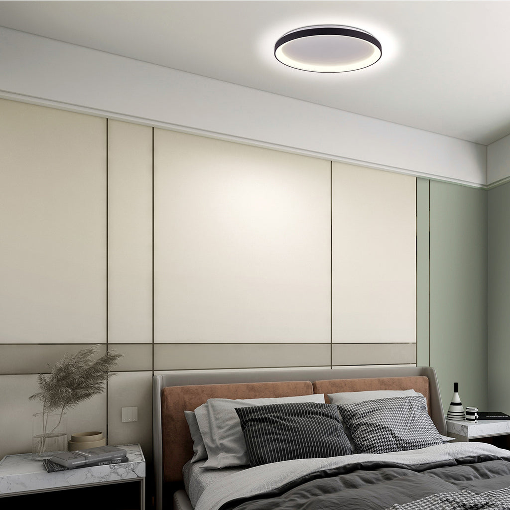 Plafondlamp Ringlede 3691ZW zwarte LED lamp Ø38 cm met uplight