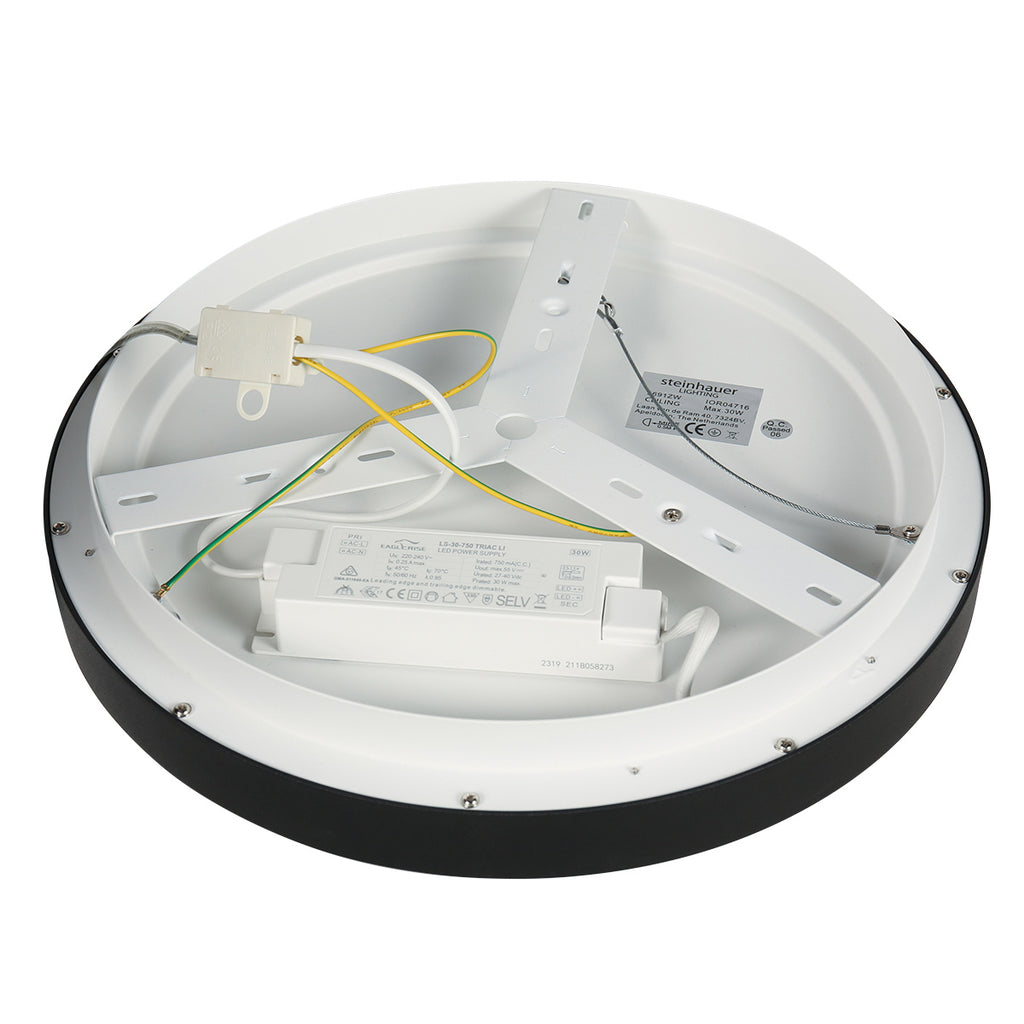 Plafondlamp Ringlede 3691ZW zwarte LED lamp Ø38 cm met uplight