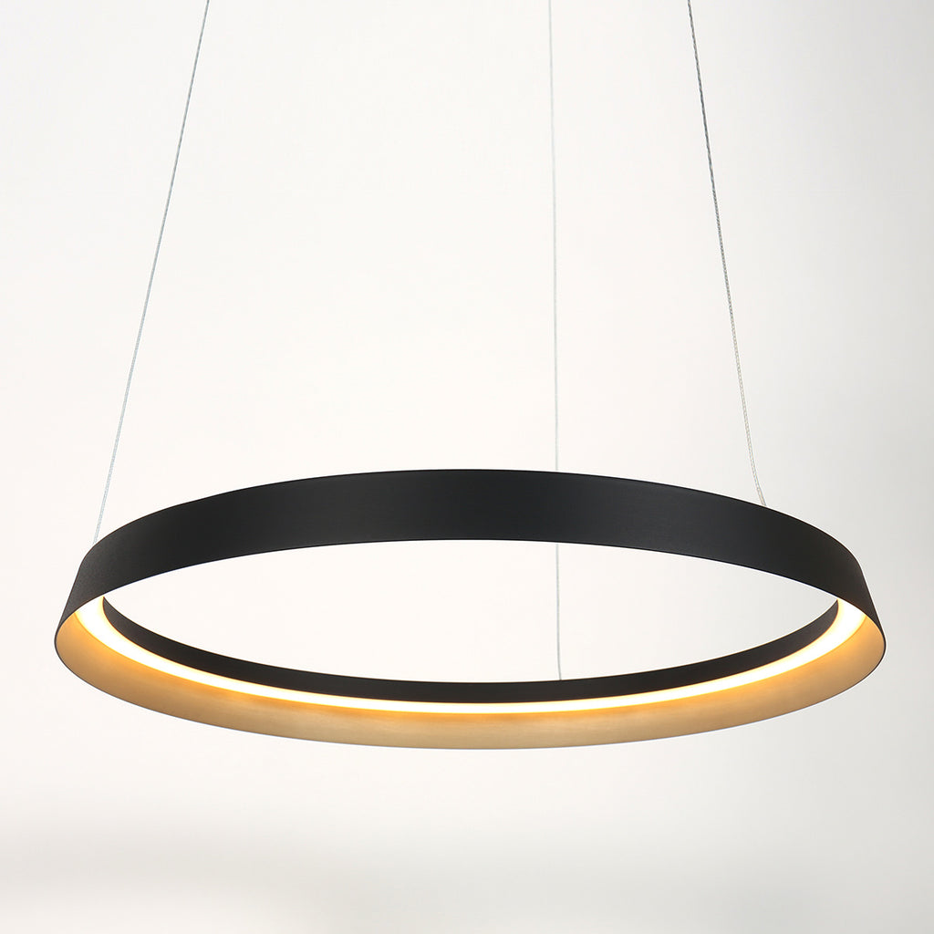 Hanglamp Ringlux 3692ZW zwarte hanglamp met LED ring Ø60