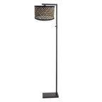 Zwarte vloerlamp Stang met schakelaar met bamboe/houten lampenkap