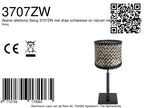 Zwarte tafellamp Stang 3707ZW met draai schakelaar en naturel met zwart bamboe kap