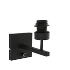 Zwarte wandlamp Stang 3710ZW met schakelaar en naturelkleurig gras kap
