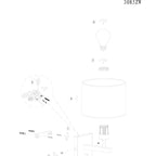 Zwarte wandlamp Stang 3710ZW met schakelaar en naturelkleurig gras kap