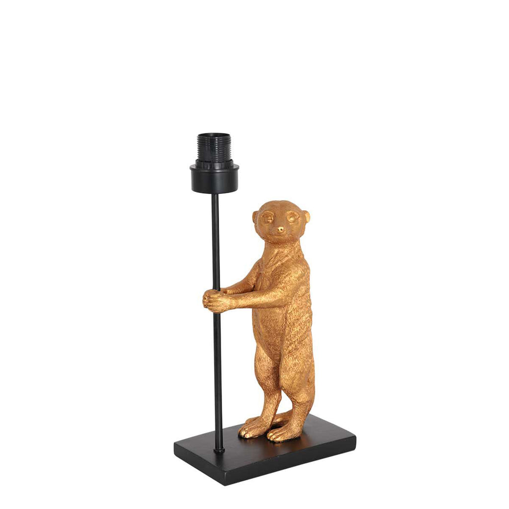 Goud met zwarte tafellamp Animaux 3712ZW met beige gras kap