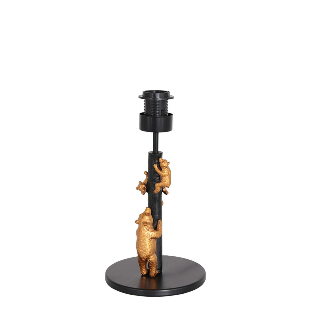 Goud met zwarte tafellamp Animaux 3714ZW met beige bruine gras kap