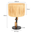 Goud met zwarte tafellamp Animaux 3714ZW met beige bruine gras kap
