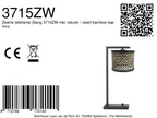 Zwarte tafellamp Stang 3715ZW met naturel / zwart bamboe kap