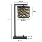 Zwarte tafellamp Stang 3715ZW met naturel / zwart bamboe kap