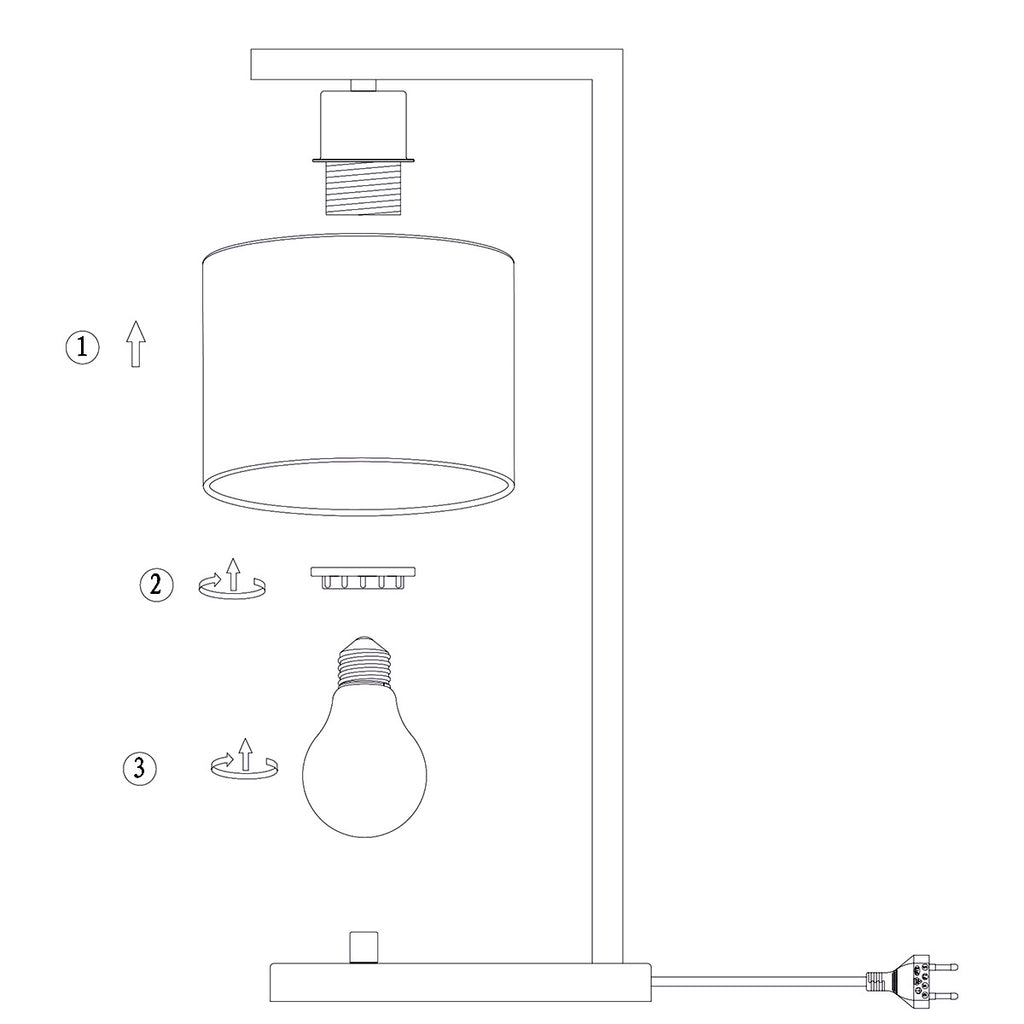 Zwarte tafellamp Stang 3715ZW met naturel / zwart bamboe kap
