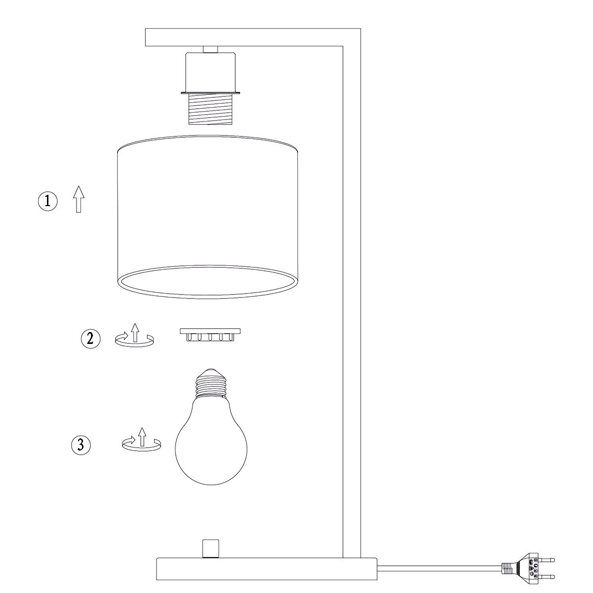 Zwarte tafellamp Stang 3715ZW met naturel / zwart bamboe kap