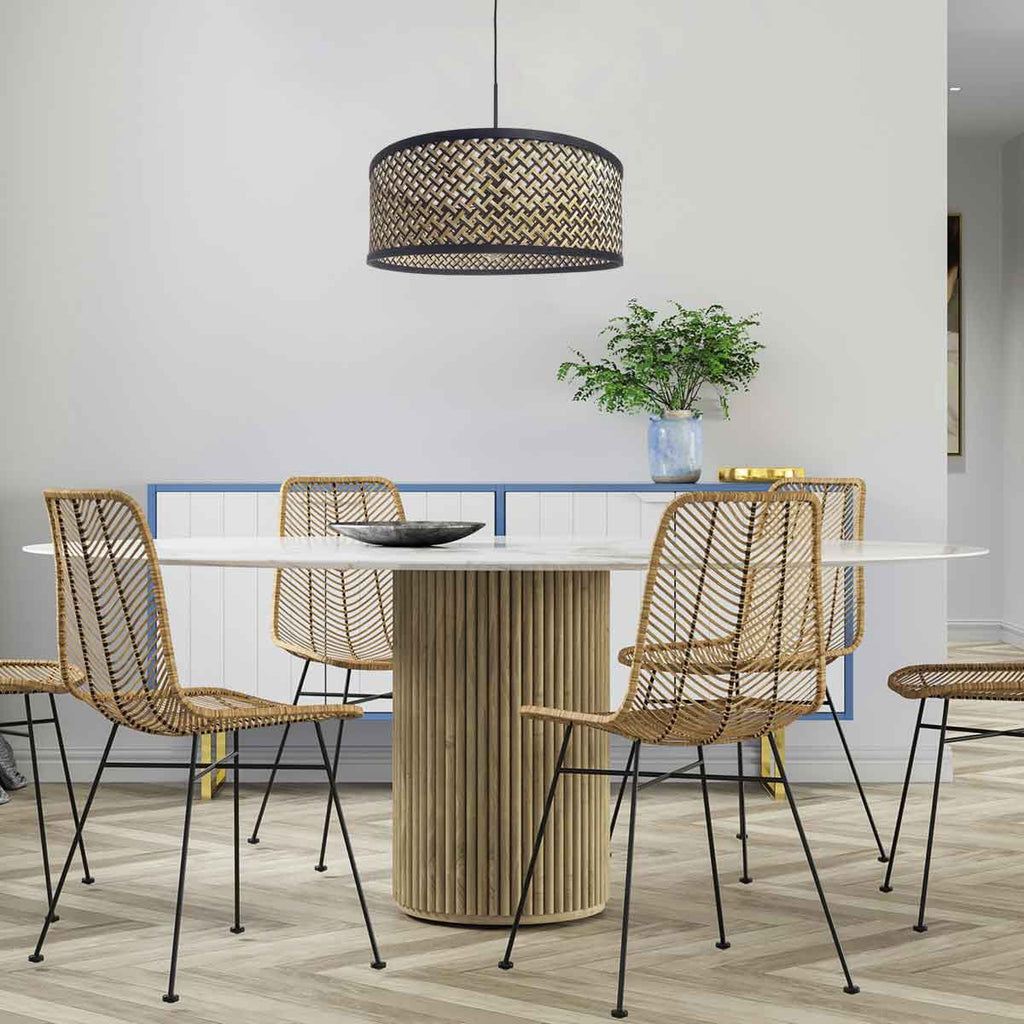 Hanglamp Sparkled met bamboe/houten lampenkap