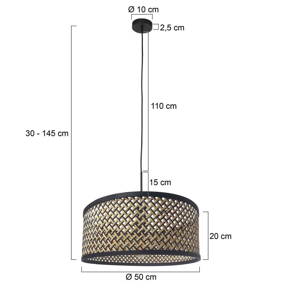 Hanglamp Sparkled met bamboe/houten lampenkap