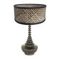 Lampvoet Bois 3757ZW zwartbruin met bamboe kap blank/zwart