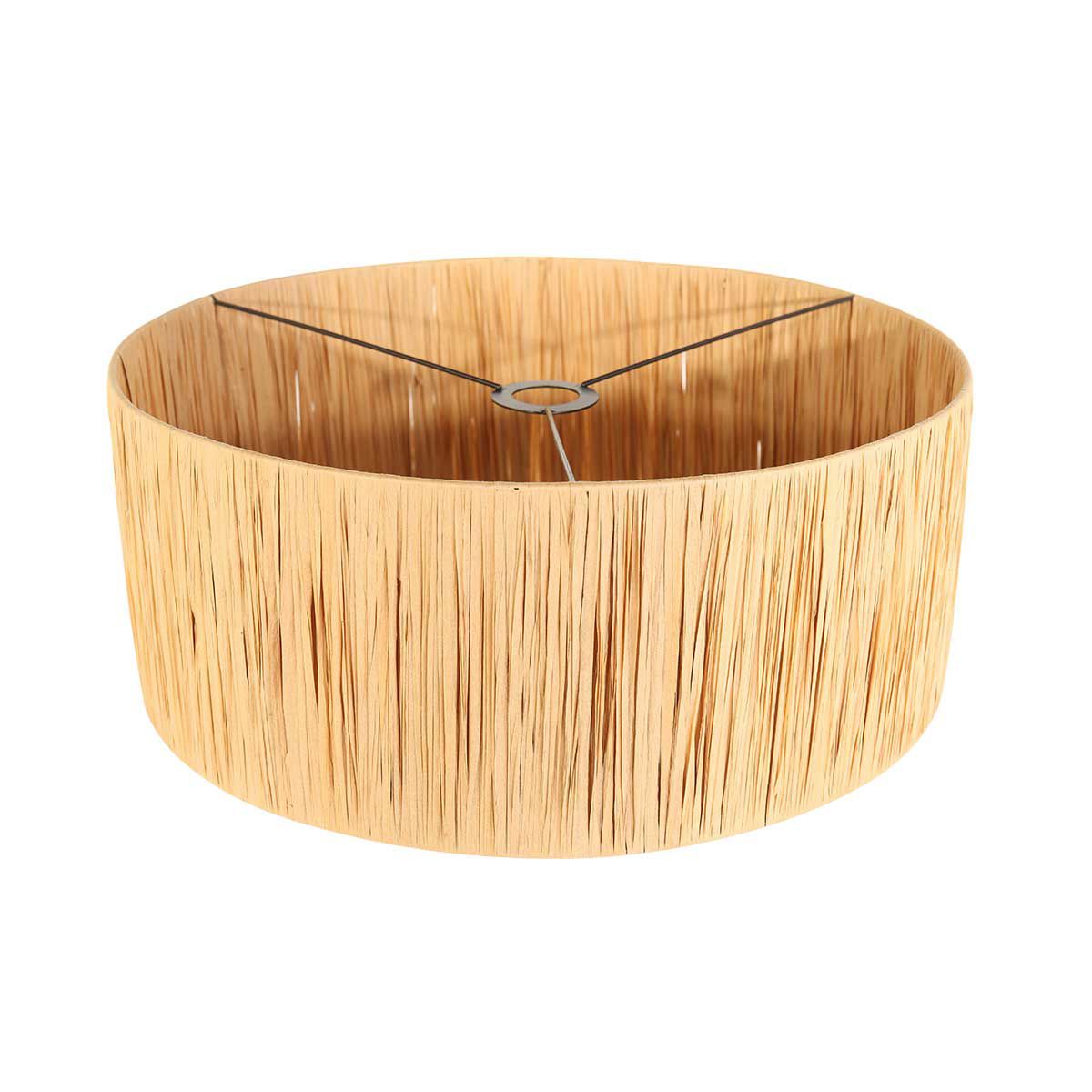 Lampvoet Bois 3757ZW zwart bruin met beige/gele gras gevlochten kap
