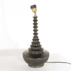 Lampvoet Bois 3757ZW zwart bruin met beige/gele gras gevlochten kap