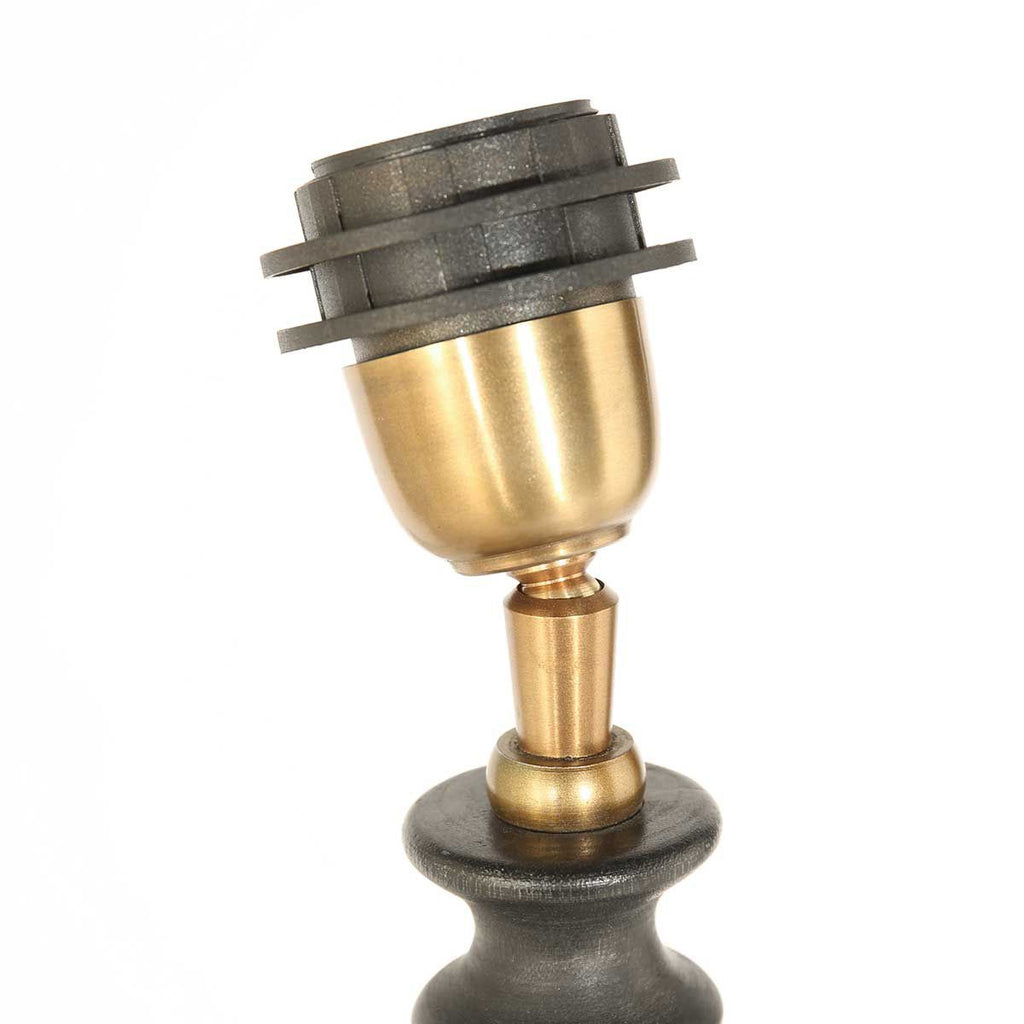 Lampvoet Bois 3757ZW zwart bruin met beige/gele gras gevlochten kap