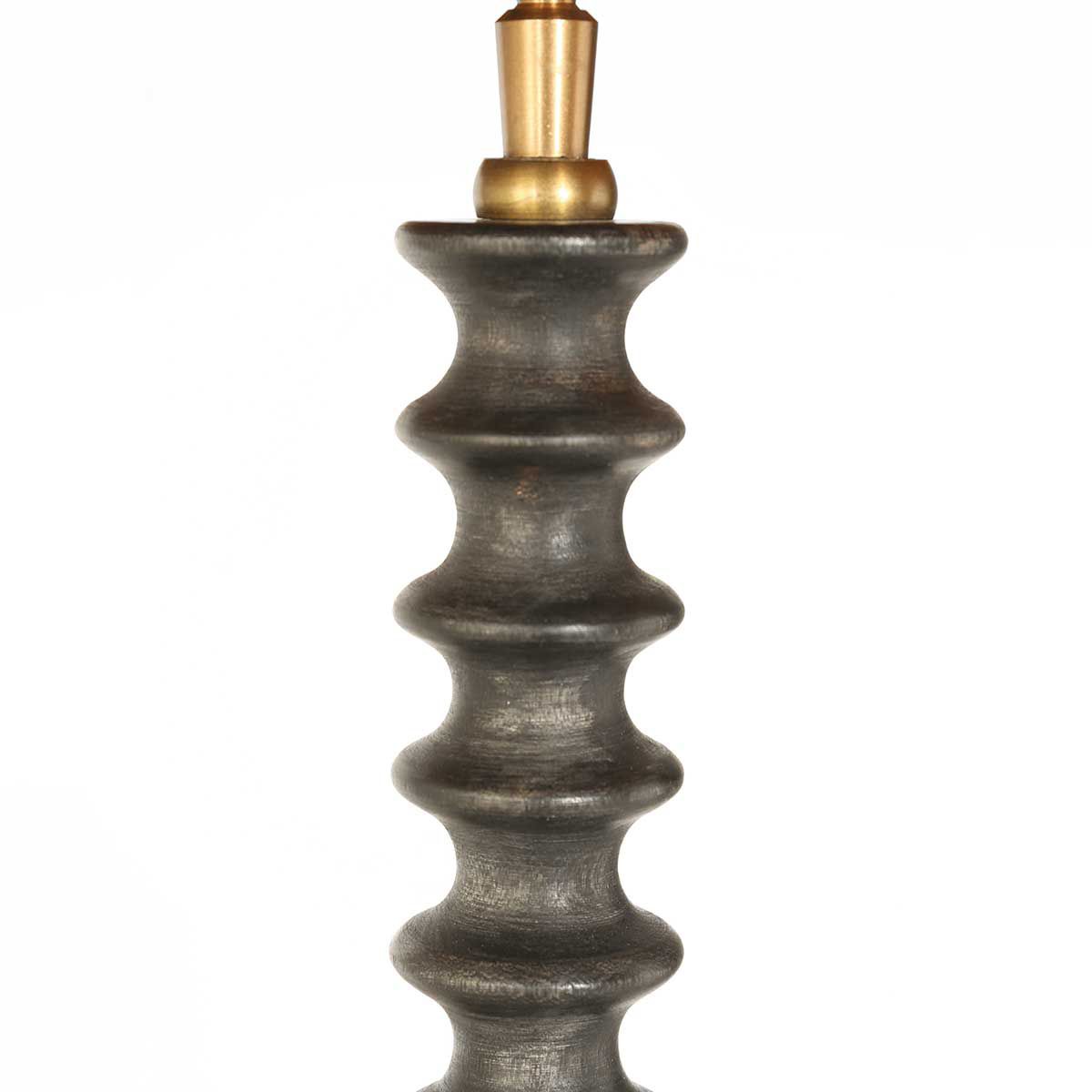 Lampvoet Bois 3758ZW zwart bruin met grijs taupe velours kap
