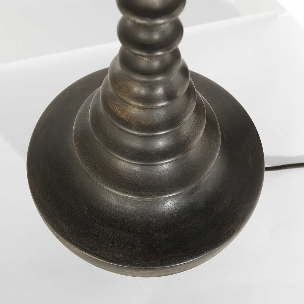 Lampvoet Bois 3758ZW zwart bruin met grijs taupe velours kap