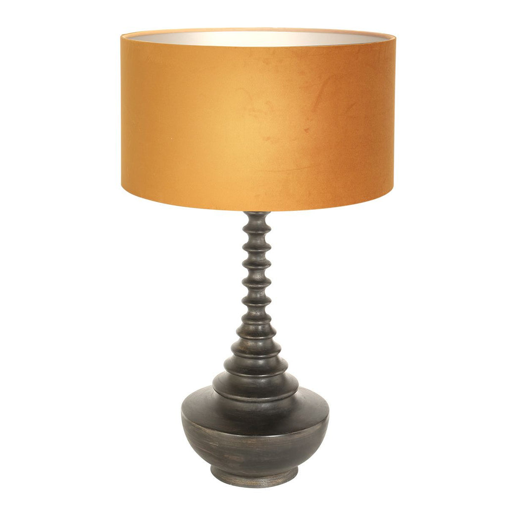 Lampvoet Bois 3758ZW zwart bruin met goud velours kap