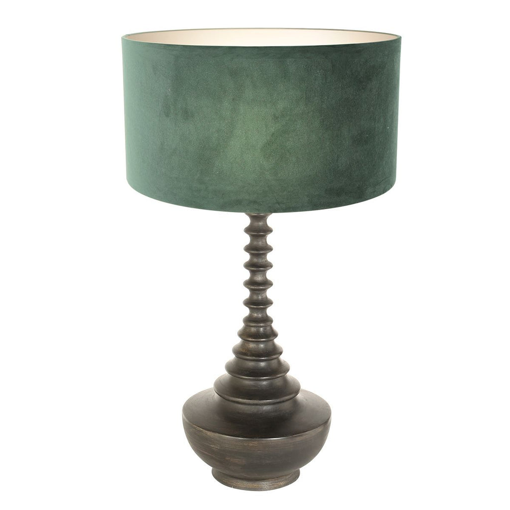 Lampvoet Bois 3762ZW zwart bruin met groene velours kap