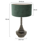 Lampvoet Bois 3762ZW zwart bruin met groene velours kap