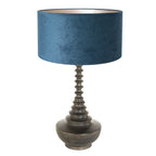 Lampvoet Bois 3763ZW zwart bruin met blauwe velours kap