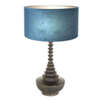 Lampvoet Bois 3763ZW zwart bruin met blauwe velours kap