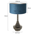 Lampvoet Bois 3763ZW zwart bruin met blauwe velours kap