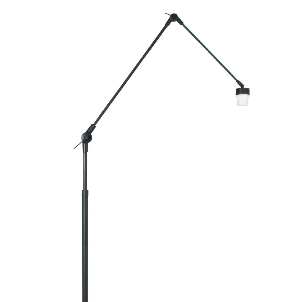 Zwarte vloerlamp / booglamp Prestige Chic 3793ZW met naturel gras kap