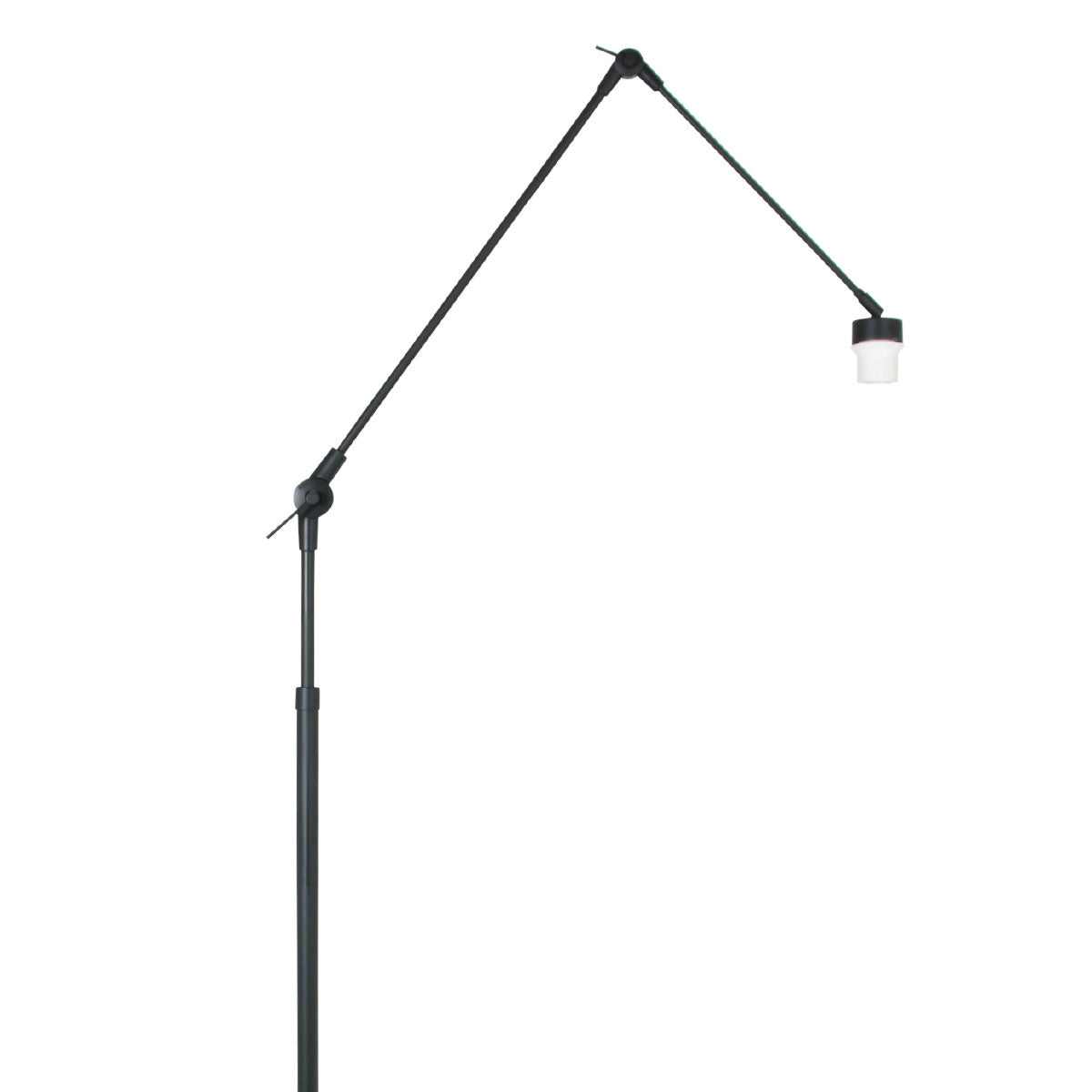 Zwarte vloerlamp / booglamp Prestige Chic 3793ZW met naturel gras kap