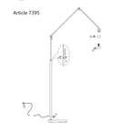 Zwarte vloerlamp / booglamp Prestige Chic 3793ZW met naturel gras kap