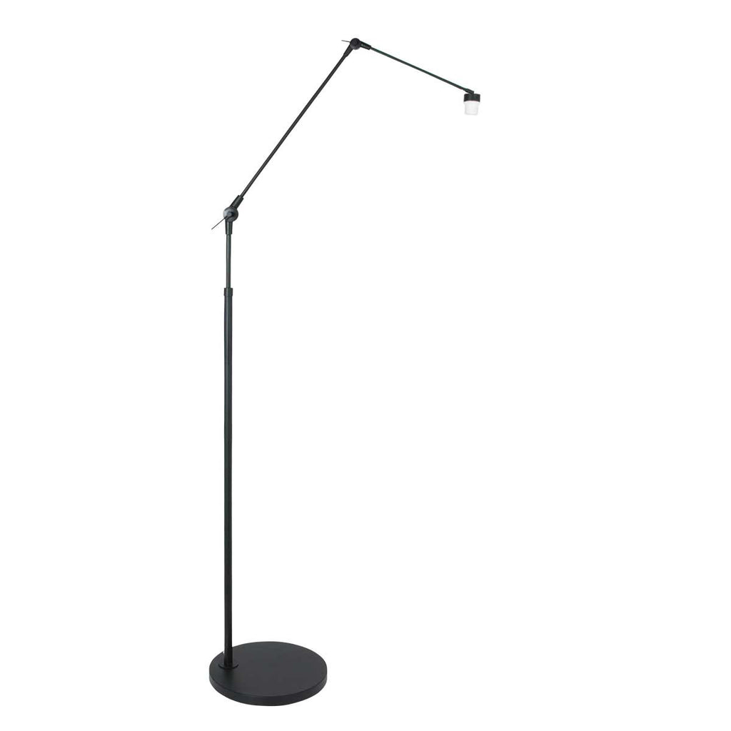Zwarte vloerlamp / booglamp Prestige Chic 3793ZW met naturel gras kap
