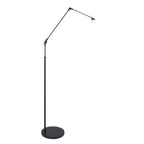Zwarte vloerlamp / booglamp Prestige Chic 3793ZW met naturel gras kap