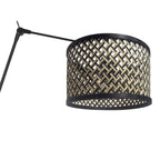 Zwarte wandlamp met bamboe/houten lampenkap