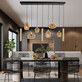 Hanglamp Reflexion 3797ME messing 9 lichts met amber glas