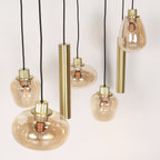 Hanglamp Reflexion 3797ME messing 9 lichts met amber glas