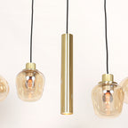 Hanglamp Reflexion 3797ME messing 9 lichts met amber glas