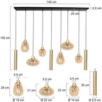 Hanglamp Reflexion 3797ME messing 9 lichts met amber glas