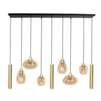 Hanglamp Reflexion 3797ME messing 9 lichts met amber glas