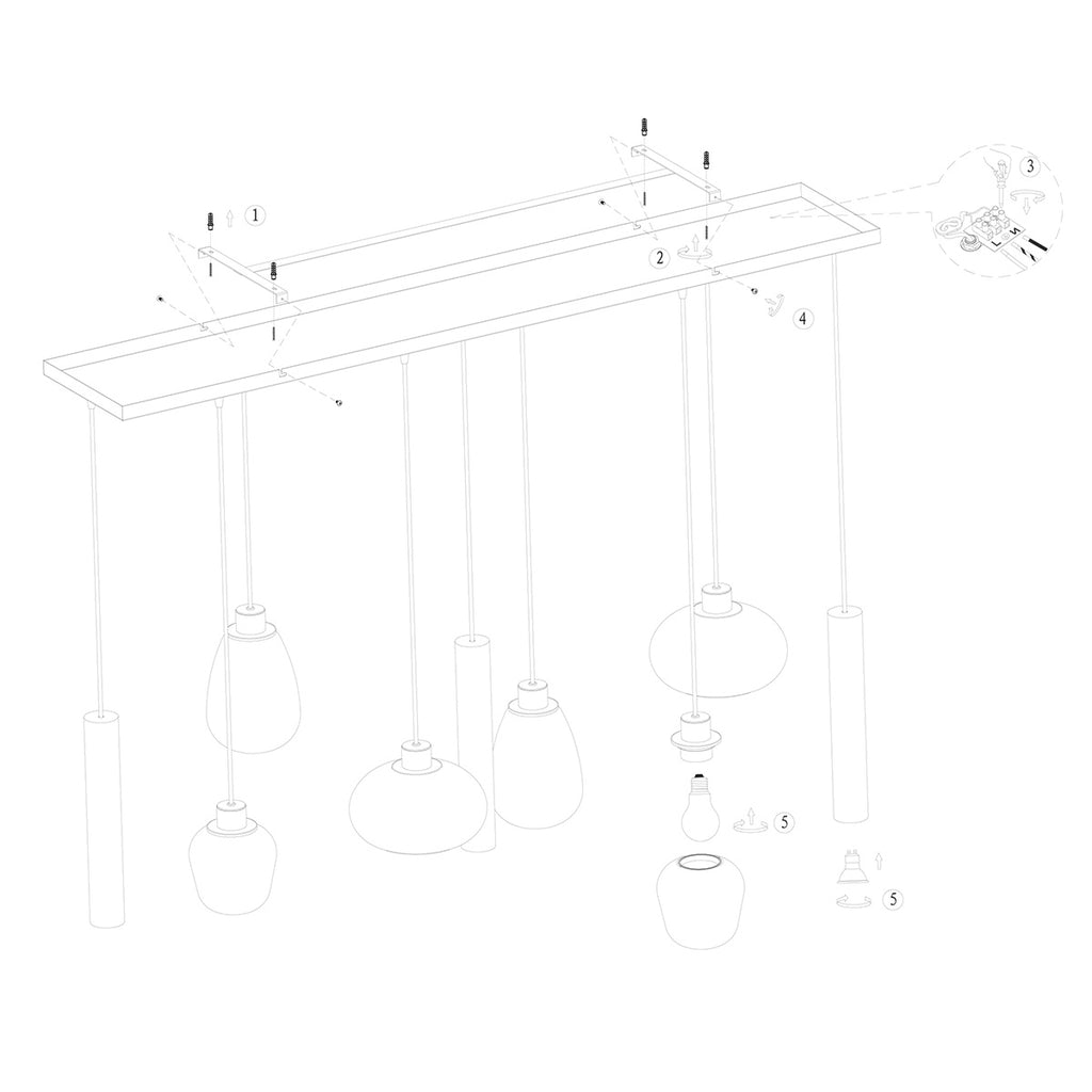 Hanglamp Reflexion 3797ME messing 9 lichts met amber glas