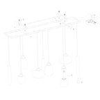 Hanglamp Reflexion 3797ME messing 9 lichts met amber glas