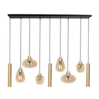 Hanglamp Reflexion 3797ME messing 9 lichts met amber glas