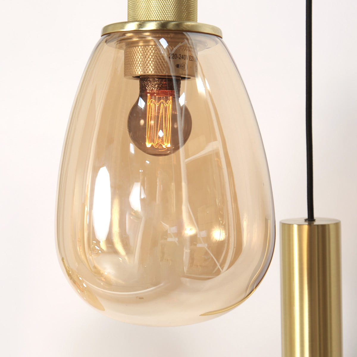 Hanglamp Reflexion 3797ME messing 9 lichts met amber glas