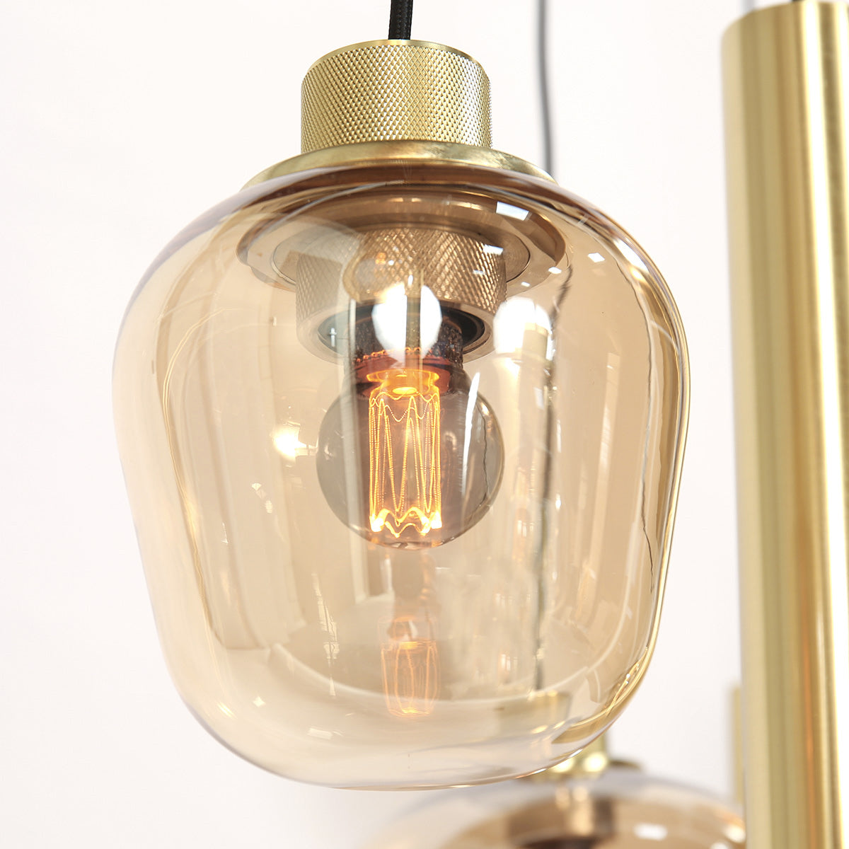 Hanglamp Reflexion 3797ME messing 9 lichts met amber glas
