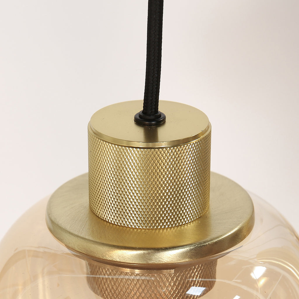 Hanglamp Reflexion 3797ME messing 9 lichts met amber glas